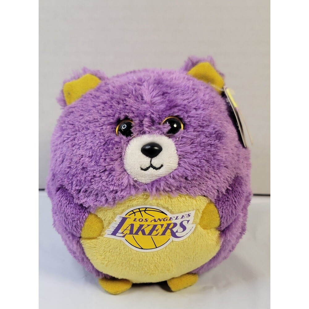 TY Beanie Ballz Los Angeles Lakers Plush Bear Purple Yellow NBA 2012 w/ Tags